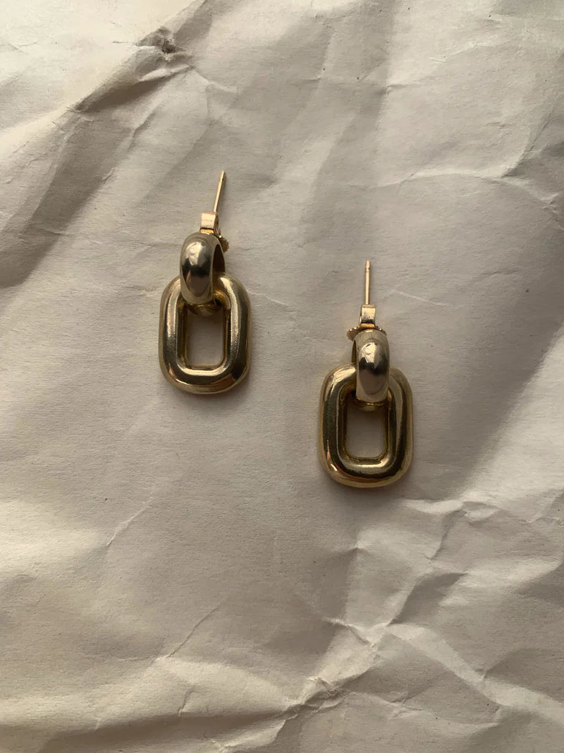 Greca Earrings, Brass