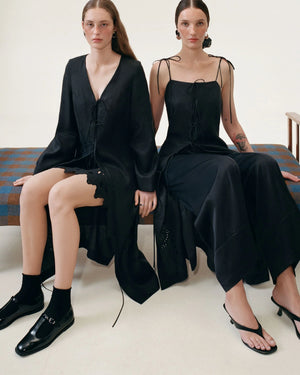 Oliana Dress with Ties in Black