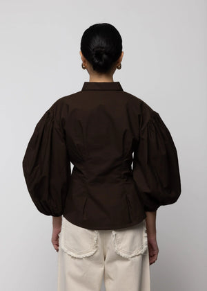 Volume Sleeve Shirt, Brown