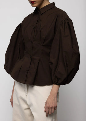 Volume Sleeve Shirt, Brown