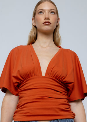 Low V Kimono Top, Orange