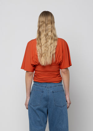 Low V Kimono Top, Orange