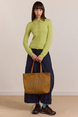 Rainey Swirl Eyelet Tote Bag, Toffee