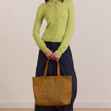 Rainey Swirl Eyelet Tote Bag, Toffee