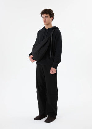 Curved Zip Banding Pants, Black