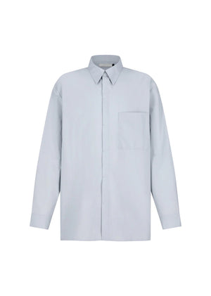 Square Pocket Oversized Shirt, Light Blue