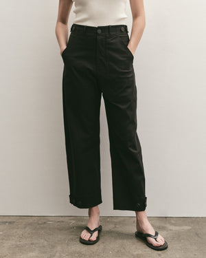 Cropped Workwear Trouser, Black