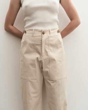 Cropped Workwear Pants, Light Beige