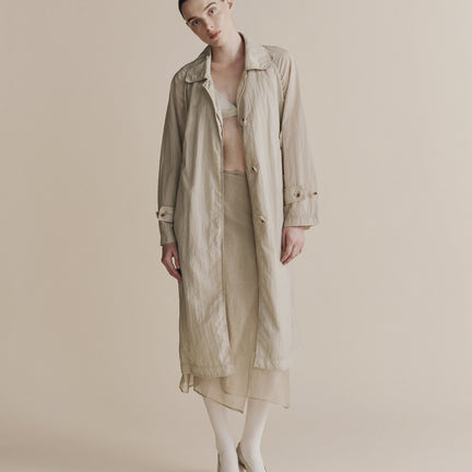 Semi Sheer Trench, Light Green