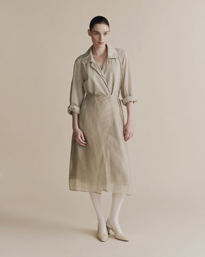 Semi Sheer Trench, Light Green