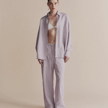 Silk Linen Oversized Shirt, Lilac