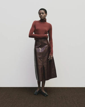 Roll Neck Jersey Top, Burgundy