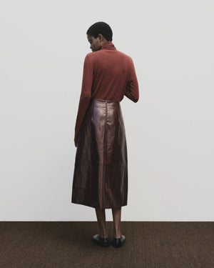Roll Neck Jersey Top, Burgundy