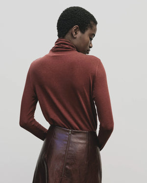 Roll Neck Jersey Top, Burgundy