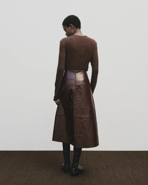 Wool Tencel Crew Neck Top, Brown