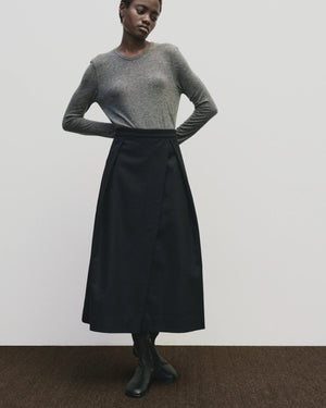 Wool Tencel Crew Neck Top, Heather Grey