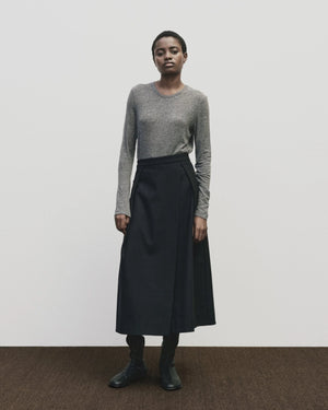 Wool Tencel Crew Neck Top, Heather Grey