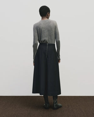Wool Tencel Crew Neck Top, Heather Grey