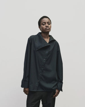 Asymmetric Striped Shirt, Navy