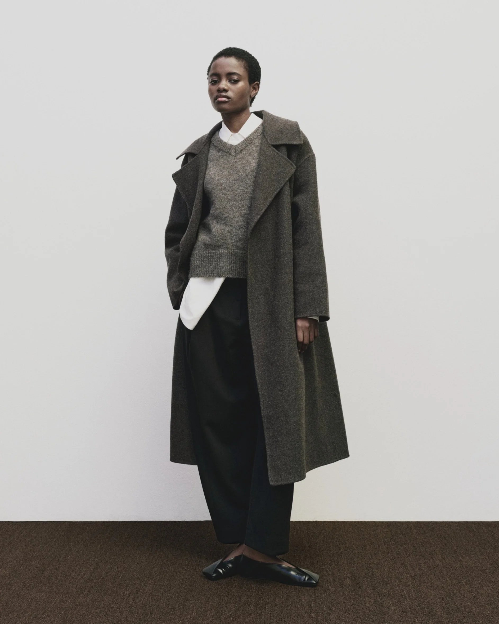 Handmade Belted Wool Coat, Brown