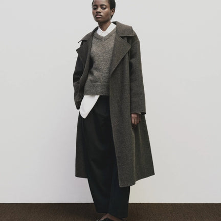 Handmade Belted Wool Coat, Brown