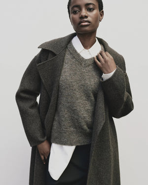 Handmade Belted Wool Coat, Brown