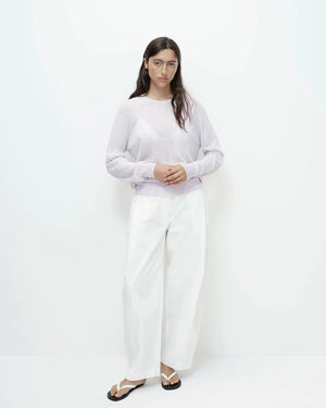 Cotton Barrel-Leg Pants, White