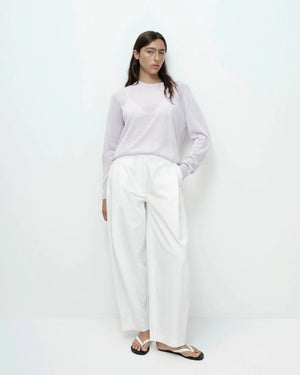 Cotton Barrel-Leg Pants, White