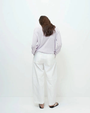 Cotton Barrel-Leg Pants, White