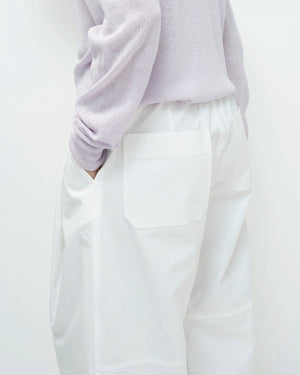 Cotton Barrel-Leg Pants, White