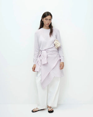 Cotton Barrel-Leg Pants, White