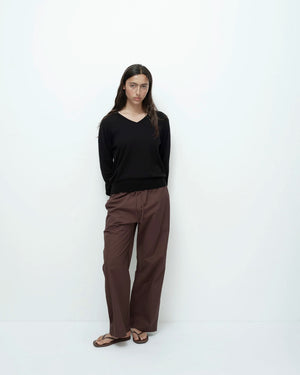 Cotton Drawstring Pants, Dark Brown