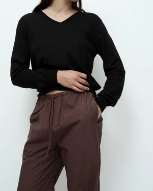 Cotton Drawstring Pants, Dark Brown