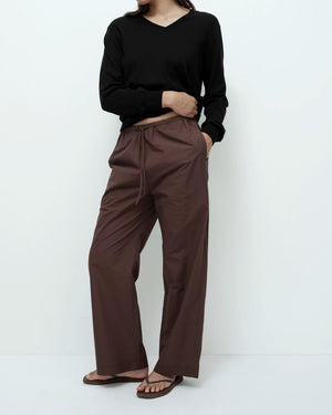 Cotton Drawstring Pants, Dark Brown