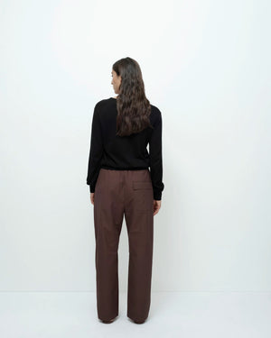 Cotton Drawstring Pants, Dark Brown