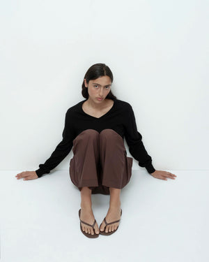 Cotton Drawstring Pants, Dark Brown