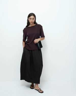 Balloon Midi Skirt, Black