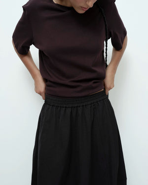 Balloon Midi Skirt, Black