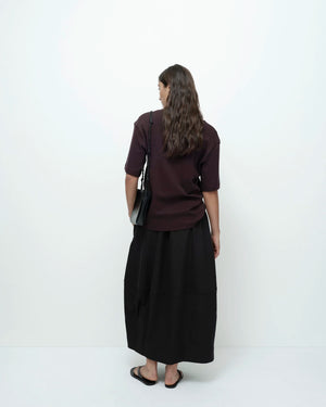Balloon Midi Skirt, Black
