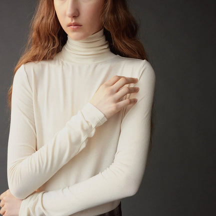 Roll Neck Jersey Top, Ivory