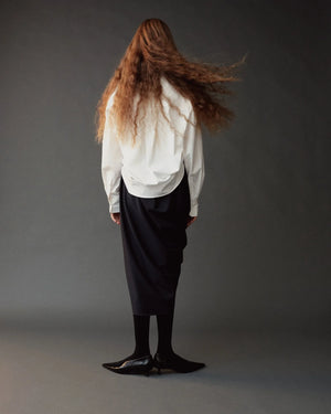 Asymmetric Cotton Shirt, White