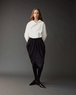 Asymmetric Draped Skirt, Navy