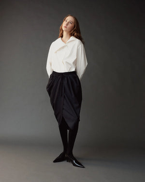 Asymmetric Draped Skirt, Navy
