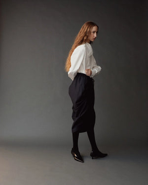 Asymmetric Draped Skirt, Navy