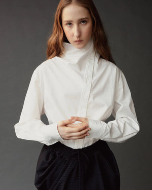 Asymmetric Cotton Shirt, White