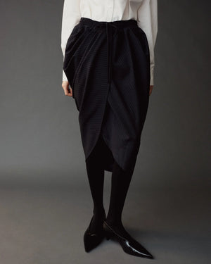 Asymmetric Draped Skirt, Navy