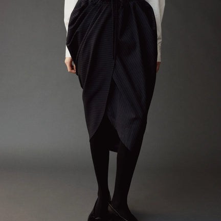 Asymmetric Draped Skirt, Navy