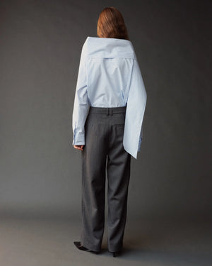 Striped Tie Neck Blouse, Light Blue