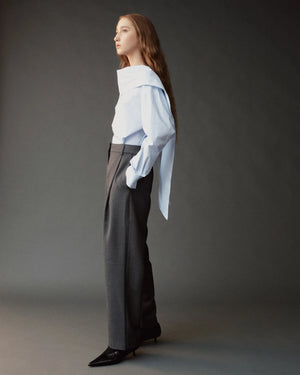 Striped Tie Neck Blouse, Light Blue