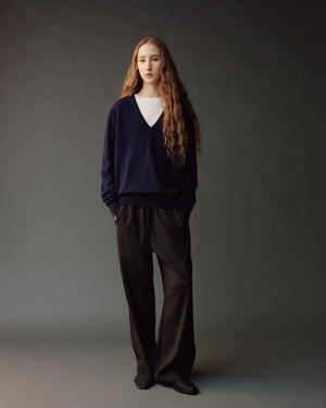 Wool Blend Drawstring Pant, Black